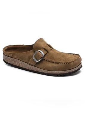 Birkenstock Men's Suede Buckle Loafer in Olive Brown